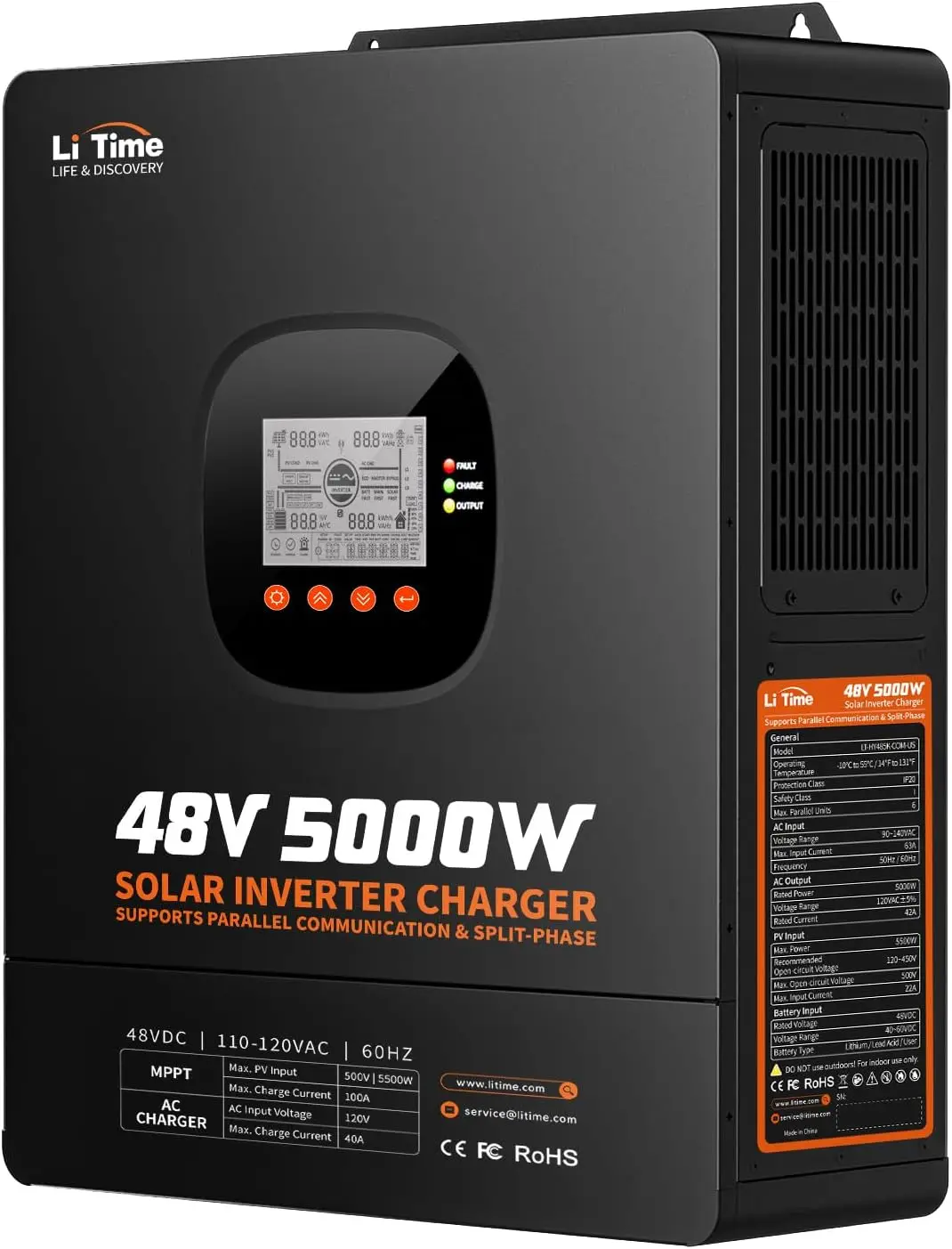 Parallel Solar Inverter 48V 5000W Mppt - LiTime 5000W 태양광 하이브리드 인버터 겸
