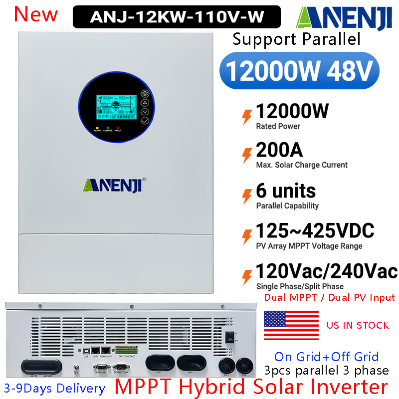 Off Grid Solar Inverter 48V 6000W - ANENJI 분리형 단상 12KW 48V 하이브리드
