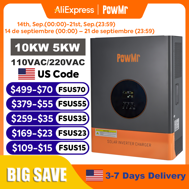 Split Phase Inverter 10Kw 110V 220V - PowMr 10KW 5KW 분리형 인버터 48V
