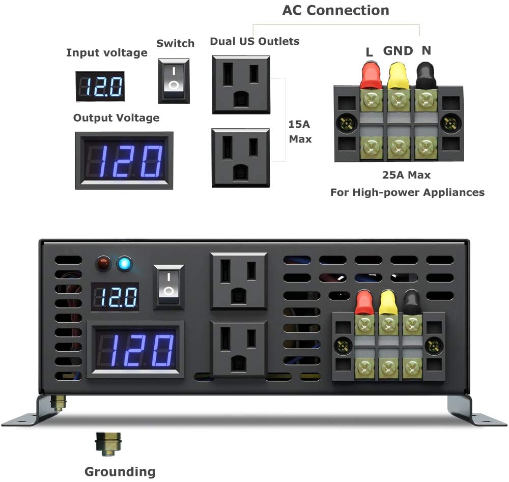 순수 사인파 인버터 3000W 태양광 패널 발전기 전압 - Inverter Pure Sine Wave 60Hz 120V 3000W 리뷰 및 가격